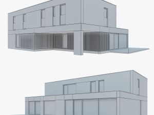 Modern House 03 red brick and black wood Model 3D