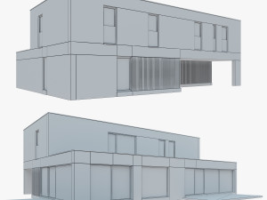 Modern House 03 red brick and black wood Model 3D