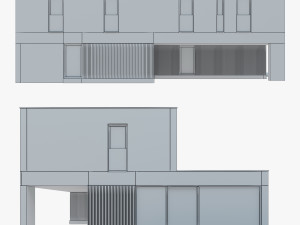 Modern House 03 red brick and black wood Model 3D