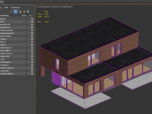 Modern House 03 red brick and black wood Model 3D