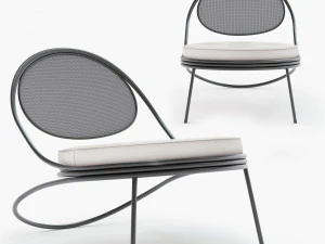 Krzesło wypoczynkowe Gubi COPACABANA Model 3D