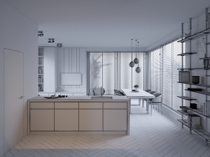 Modern apartments Interior Scene 3D Model