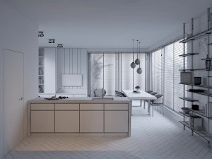 Modern apartments Interior Scene 3D Model