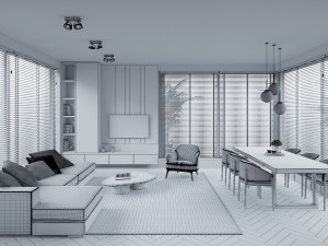 Modern apartments Interior Scene 3D Model