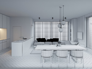 Modern apartments Interior Scene 3D Model