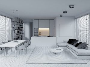 Modern apartments Interior Scene 3D Model
