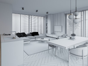 Modern apartments Interior Scene 3D Model
