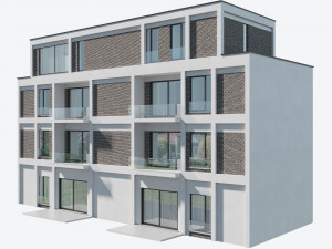 Modern Apartment Building 1 3D Модель