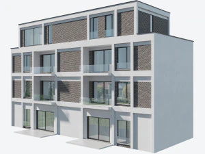 Modern Apartment Building 1 3D Model