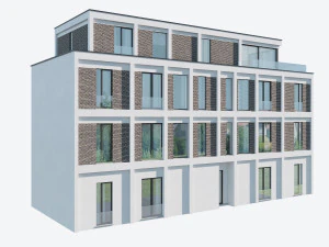 Modern Apartment Building 1 3D Model