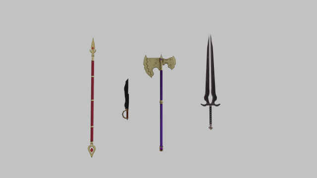 Fantasy Melee Weapons Pack 3D Модель .c4d .max .obj .3ds .fbx .stl .blend 