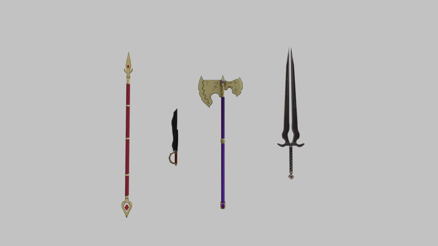 Fantasy Melee Weapons Pack 3D Model .c4d .max .obj .3ds .fbx .stl .blend 