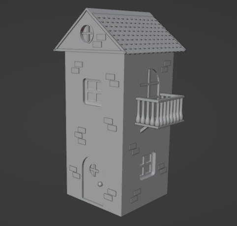 Two-storey cartoon house Model 3D .c4d .max .obj .3ds .fbx .stl .blend 