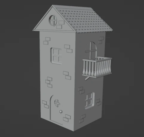 Two-storey cartoon house 3D Model .c4d .max .obj .3ds .fbx .stl .blend 