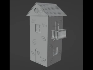 दो मंजिला कार्टून घर 3D मॉडल