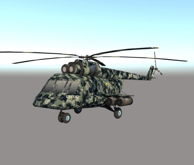 Attack helicopter 3D 模型 .c4d .max .obj .3ds .fbx .stl .blend 