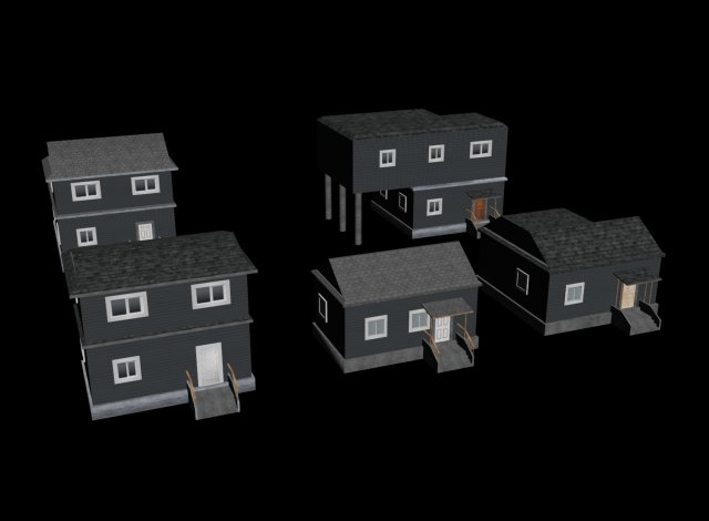Low poly houses 3D Model .c4d .max .obj .3ds .fbx .stl .blend 