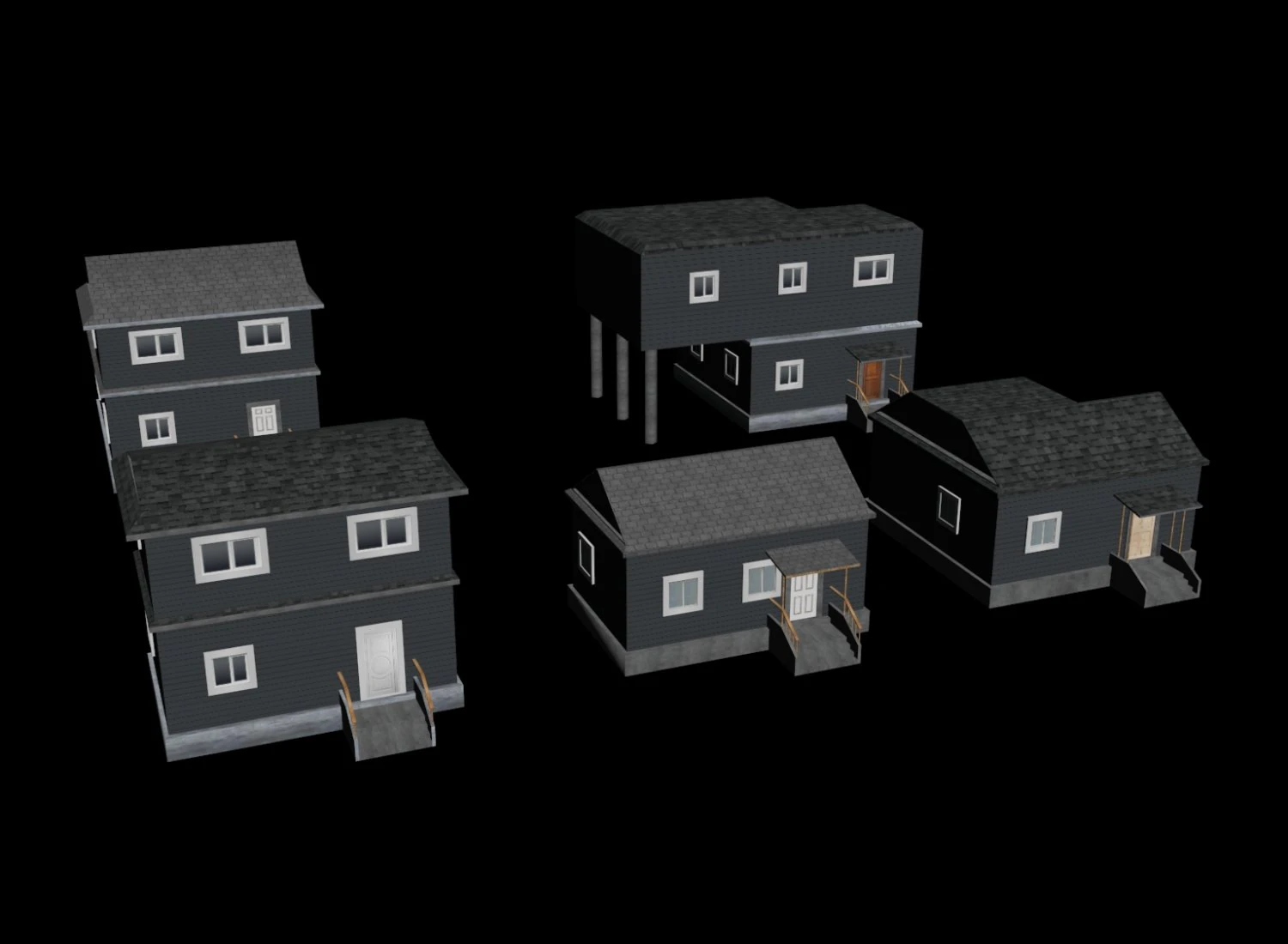 Low poly houses 3D Model .c4d .max .obj .3ds .fbx .stl .blend 