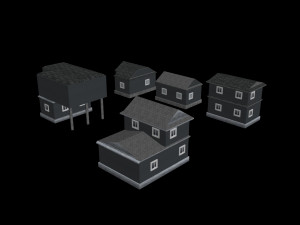 Low poly houses 3D Model
