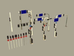 Traffic lights set modular 3D Model