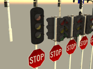 Traffic lights set modular 3D Model