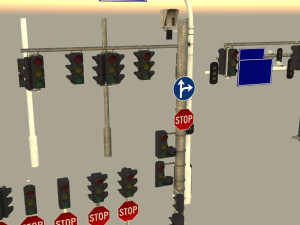 Traffic lights set modular 3D Model