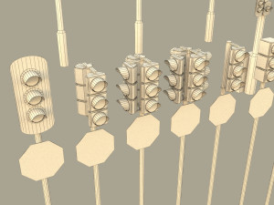 Traffic lights set modular 3D Model