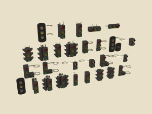 Traffic lights set modular 3D Model