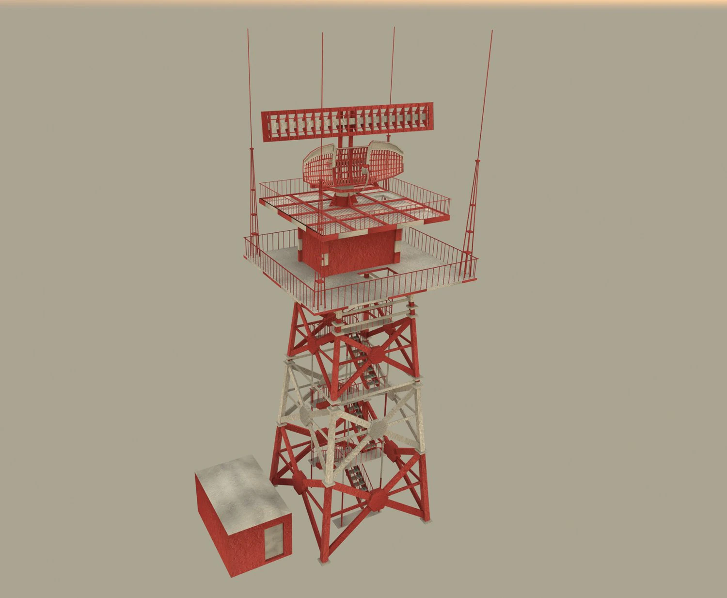 Radar tower 3D Model .c4d .max .obj .3ds .fbx .stl .blend 