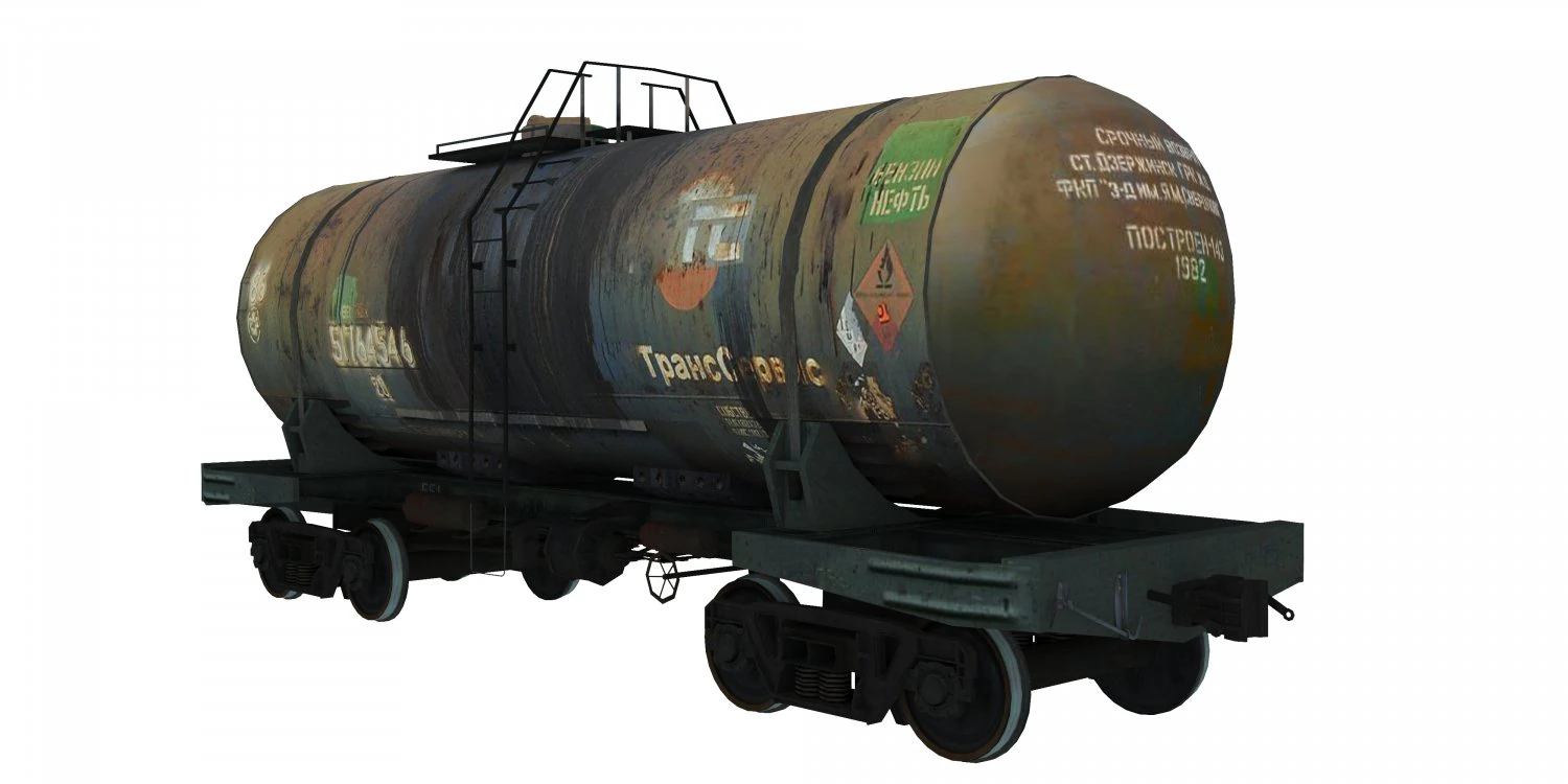 Railway Oil Tank 3D Model .c4d .max .obj .3ds .fbx .stl .blend