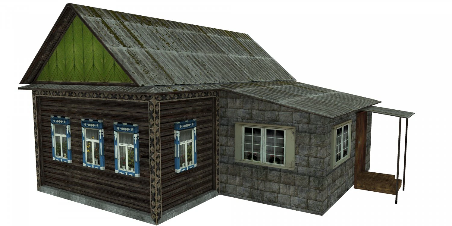 Old wooden house 3D Model .c4d .max .obj .3ds .fbx .stl .blend 