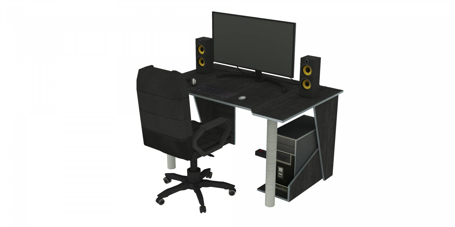 Desktop Computer Table and Chair 3D Model .c4d .max .obj .3ds .fbx .stl .blend 