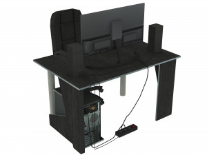 Desktop Computer Table and Chair 3D Model