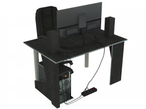 Desktop Computer Table and Chair 3D Model