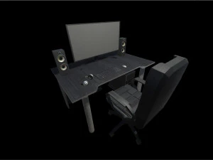 Desktop Computer Table and Chair 3D Model