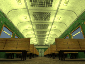 Old commuter train interior Modelo 3D