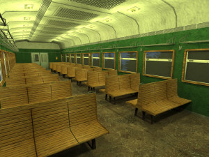 Old commuter train interior Modelo 3D