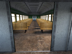 Old commuter train interior Modelo 3D
