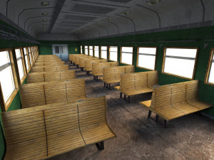 Old commuter train interior 3D Model