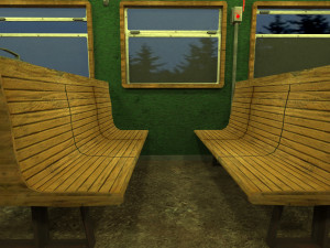 Old commuter train interior Modelo 3D