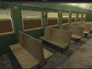 Old commuter train interior Modelo 3D