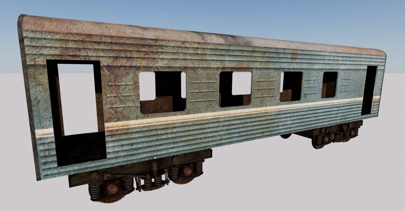 Opuszczony pociąg Model 3D .c4d .max .obj .3ds .fbx .stl .blend 