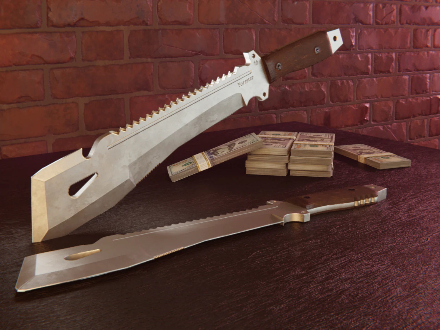 FREE Realistic Modern Machete with UV-unwrap Low-Poly 3D Model .c4d .max .obj .3ds .fbx .stl .blend 