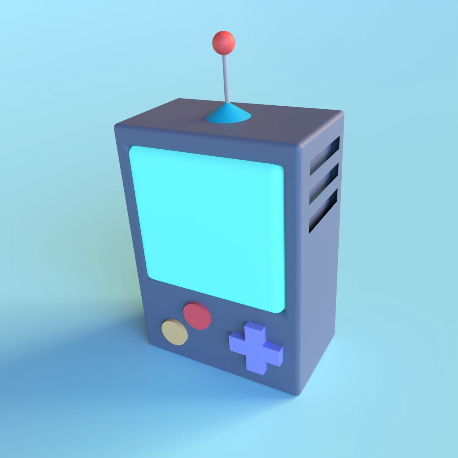 Retro game console 3D Model .c4d .max .obj .3ds .fbx .stl .blend