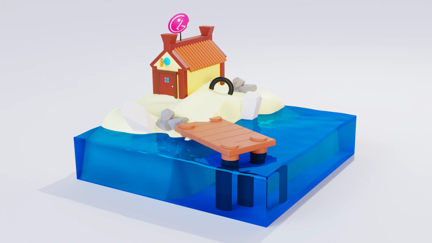 House on sand 3D Model .c4d .max .obj .3ds .fbx .stl .blend