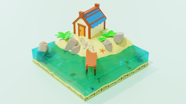 Little house on the island Modèle 3D .c4d .max .obj .3ds .fbx .stl .blend
