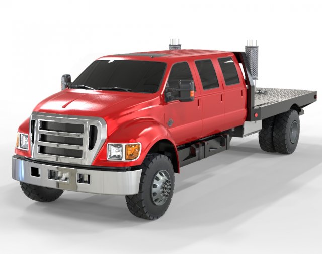 Truck F-650 6 Doors 3D Model .c4d .max .obj .3ds .fbx .stl .blend 