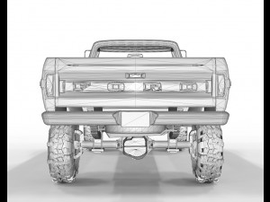 1970 Pick Up F150 Lifted 3D Model