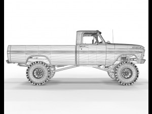 1970 Pick Up F150 Lifted 3D Model