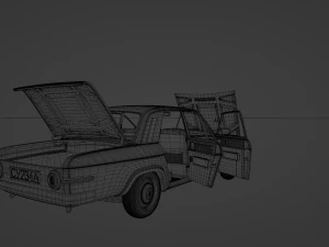 Generic 70s soviet sedan 3D Model